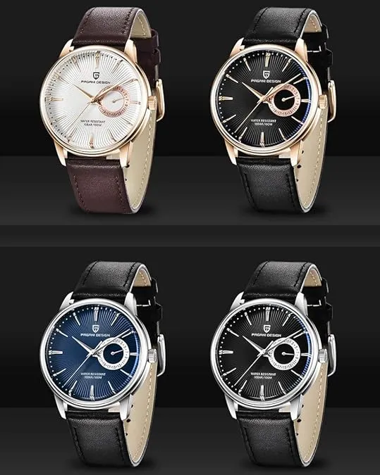 PAGANI DESIGN Men’s Watches Casual Leather Quartz Wrist Watch for Men Waterproof Business Dress Unique Watches Japanese Movement