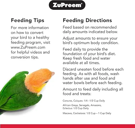 ZuPreem NutBlend Bird Pellets, Daily Bird Food for Parrot, Conure, Caique, African Grey, Eclectus, Small Cockatoo, Core Nutrition for Medium Large Birds, Made in USA, Parrot Food (M/L, 3.25 lb)