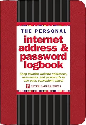 The Personal Internet Address & Password Logbook (Removable cover band for security)