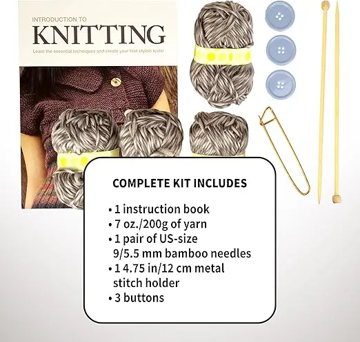 SpiceBox Introduction to Knitting Kit - Discover The Joy of Creating Cozy, Handmade Items