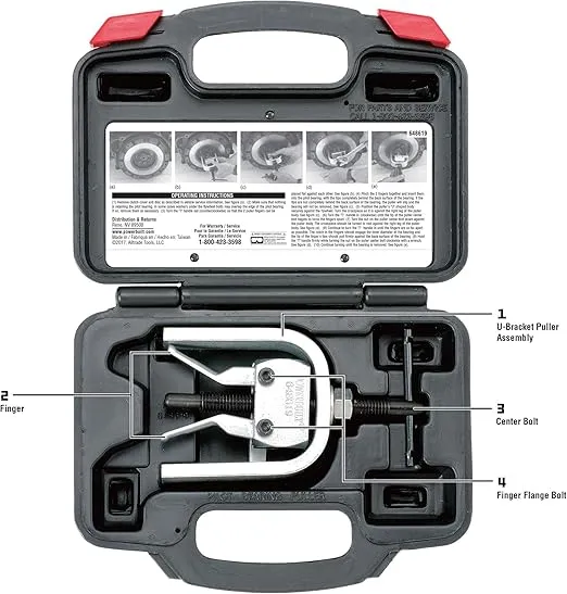 Powerbuilt Pilot Bearing Puller, Remove Bearings and Bushings, Foreign and Domestic Car Repair, Storage Case - 648619, Silver