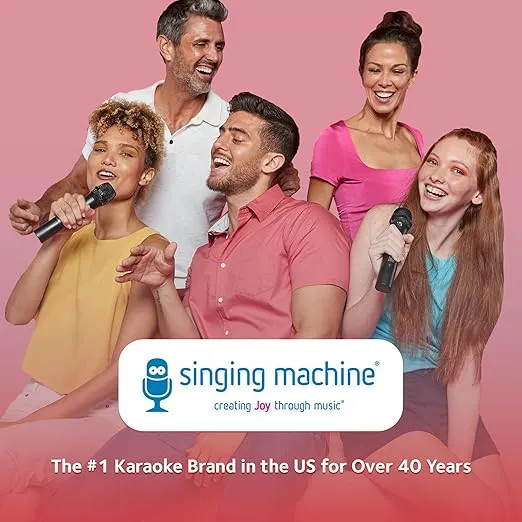 Singing Machine Wireless Karaoke Microphone for Kids & Adults, Party Machine Mic (Black) - Portable Handheld Bluetooth Microphone with Speaker & Voice Changer Effect - Karaoke Mic for Singing