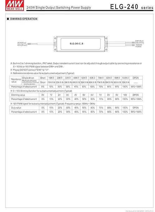 Mean Well ELGC-300-H-AB 62V 5600mA 301W Constant Power Mode Driver
