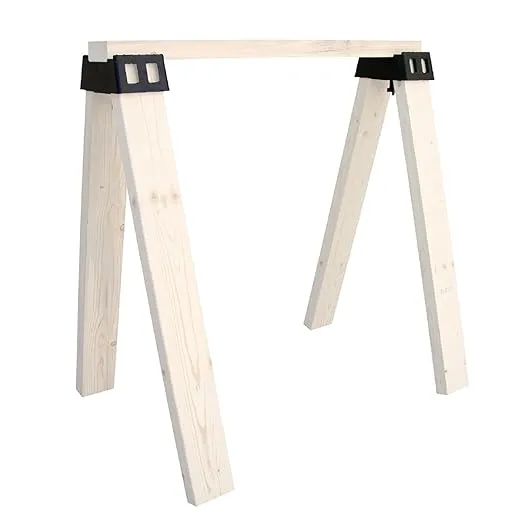 POWERTEC Sawhorse Brackets, Set of 2 Saw Horse Brackets w/ 500Lbs Capacity, Heavy Duty Brackets for Use with 2x4 Lumber, Construction Tools for Carpenter, Contractors (71026)