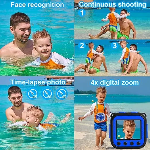 PROGRACE Kids Waterproof Camera for Boy Toys - Gifts for Boy Waterproof Digital Camera Underwater Video Camera for Kids Age 3-14 Year Old Birthday Presents with 32GB Card