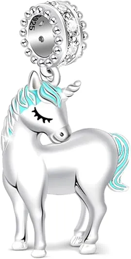 GNOCE 925 Sterling Silver Charms for Women's Charm Bracelets & Necklace Unicorn Charm For Women Mother's Day Gifts - Silver