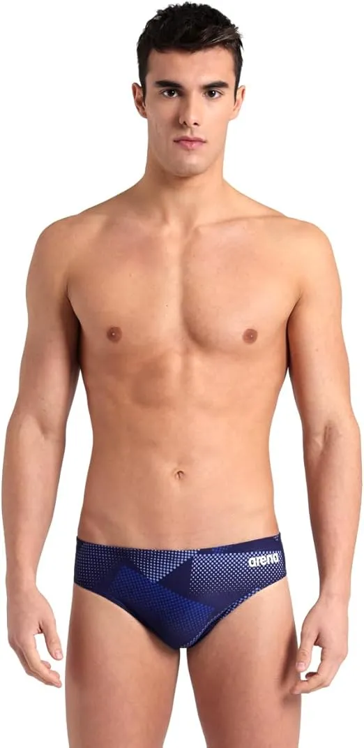 ARENA Men's Swim Briefs for Pool Race Training, Intensive Swimming, Chlorine Resistant, 2.75 cm, Halftone Print