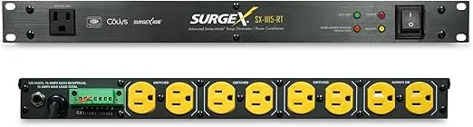 SurgeX SX-1115-RT Rack Mount Surge Eliminator - Surge Protector/Power Conditioner for Audio, Video, Security & IT - 120 Volt/15 Amp, 1U