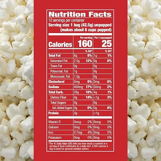 Skinnygirl Butter Flavored & Sea Salt Microwave Popcorn, 10 Count Mini Popcorn Bags (6 Boxes)