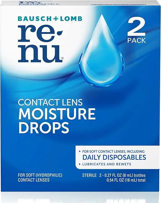 ReNu MultiPlus Lubricating & Rewetting Drops, 0.27 Fl Oz (Pack of 2) (Packaging May Vary)