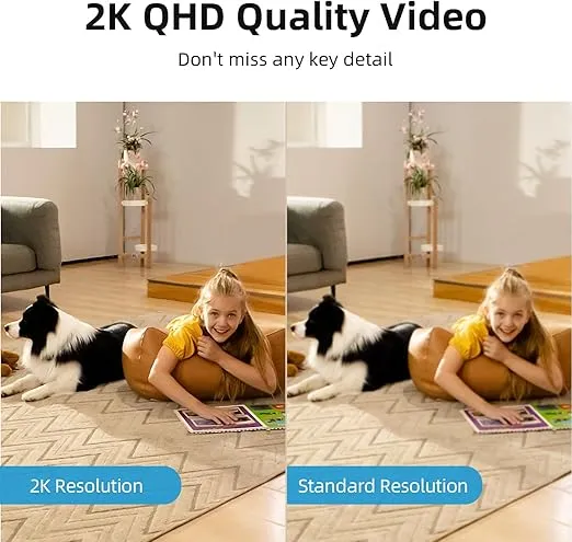 AOSU 2K Security Camera Indoor, Baby Monitor Pet Camera One-Touch Call, Smart Motion Tracking, IR Night Vision, Compatible with Alexa, 2 Pack