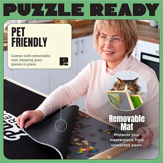 Puzzle Board with Drawers & Cover Mat - 1500/2000 Pieces Wooden Jigsaw Puzzle Table - 40.5" X 27" Portable Puzzle Board with Cover for Puzzlers - Colorful Puzzle Trays for Sorting - Puzzle Ready