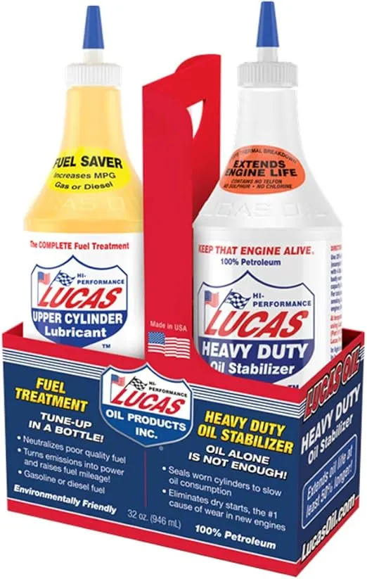 Lucas Oil Combo Pack - Heavy Duty Oil Stabilizer (32 oz.) and Upper Cylinder Lubricant Fuel System Treatment (32 oz.)…
