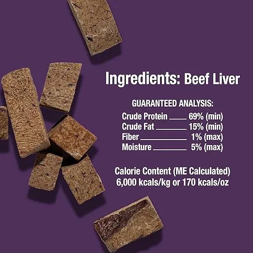 Whole Life Pet Just One Freeze Dried Beef Liver Dog Treats, Single Ingredient Dog Food Topper, Human-Grade Liver Treats, Healthy Training Treats - High Protein, Made in USA - 10 Ounce (Pack of 1)