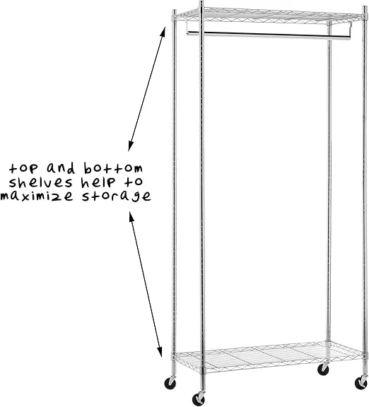 Honey-Can-Do GAR-01120 Heavy Duty Rolling Garment Rack,Chrome 225 lbs