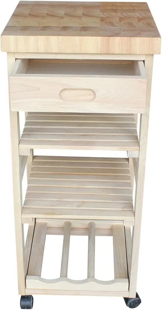 IC International Concepts Kitchen Trolley, 15 in W x 15 in D x 33 in H, Unfinished