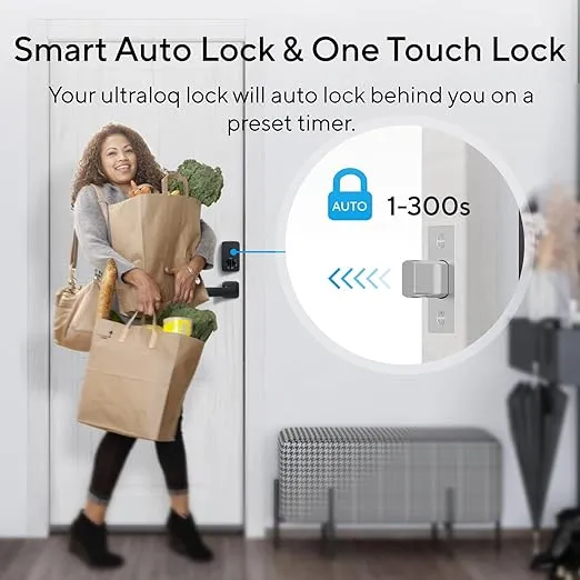 ULTRALOQ U-Bolt Pro Smart Lock, Keyless Entry Door Lock via Bluetooth, Smartphone, Fingerprint ID, Anti-peep Keypad, Auto Unlock, Smart Lock for Front Door, Smart Deadbolt Lock, IP65 Waterproof