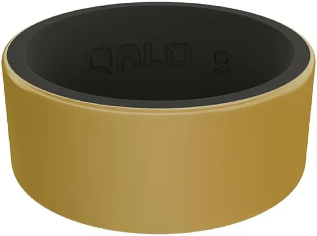QALO Men's Rubber Silicone Ring, Metallic Blank Strata, Comfort Fit, Silicone Rubber Wedding Band, Breathable, Durable Wedding Ring for Men, 9mm Wide 1.85mm Thick, Multicolor
