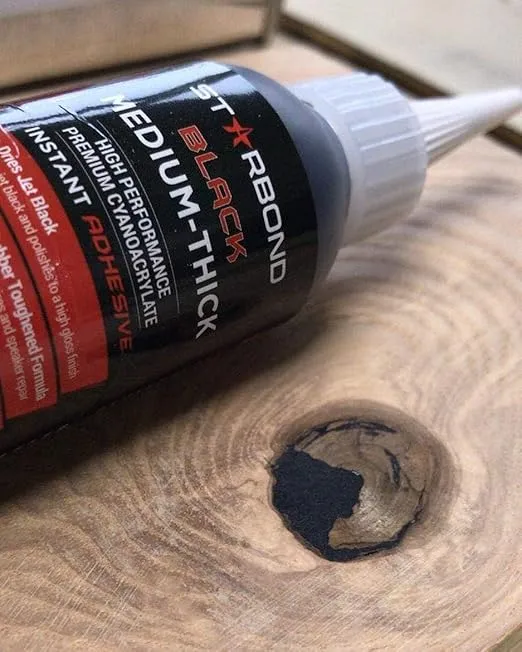 Starbond 2 oz. Black Medium-Thick CA Glue (Premium Cyanoacrylate Super Glue) Knot Filler 500 CPS Viscosity for Woodworking, Woodturning, Carpentry, Guitar, RC Hobby