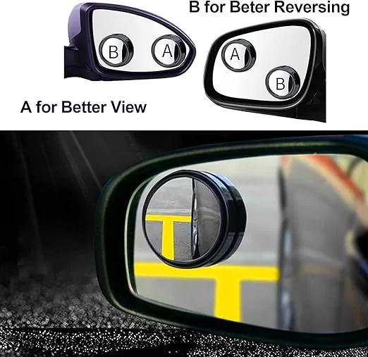 Car Blind Spot Side Mirror Round HD Glass Blindspot Mirror Convex Rear View Mirror(2Pack, Black)
