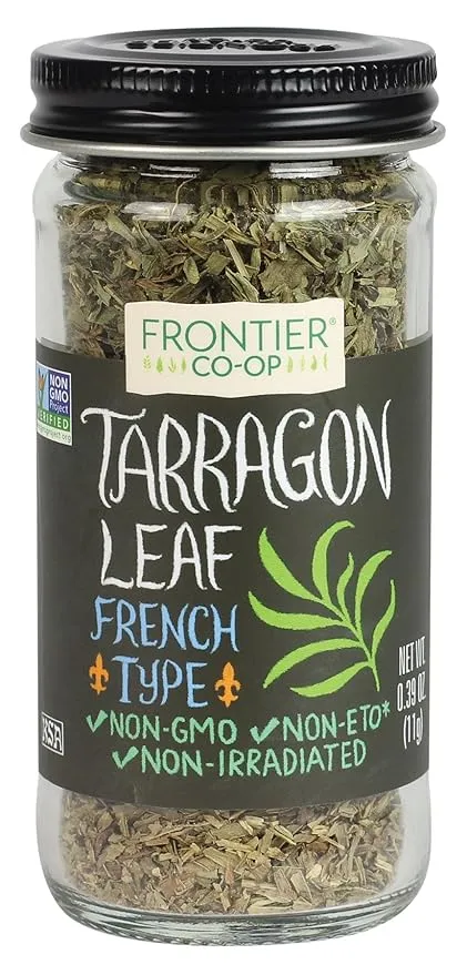 Frontier Co-op Tarragon Leaf, 0.39 Ounce Bottle, Cut & Sifted, Warm Flavor for Sauces, Salads, Dressings, Eggs and More