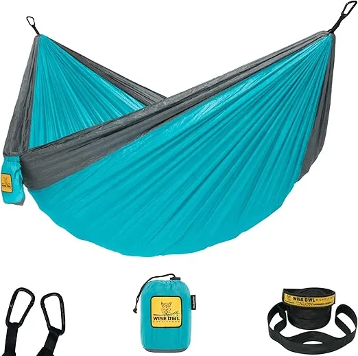 Wise Owl Outfitters Hammock for Camping Hammocks Gear for The Outdoors Backpacking Survival or Travel - Portable Lightweight Parachute Nylon - Up to 500lbs