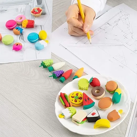 Mr. Pen- Food Erasers, Erasers, 30Pcs, Puzzle Erasers, Take Apart Erasers, Fruit Erasers, Pull Apart Erasers, Erasers for Kids, Fun Erasers, Gifts for Kids, Easter Egg Fillers