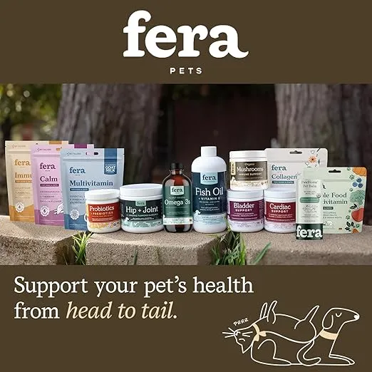 Fera Pet Organics Turkey Tail Mushroom Supplement for Dogs & Cats - Vet Created - for Cognition & Immune System – Organic Lion’s Mane, Shiitake Mushrooms - 120 Scoops