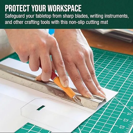 U.S. Art Supply - Pack of 2-12" x 18" Green/Black Professional Self Healing 5-Ply Double Sided Durable Non-Slip Cutting Mat Great for Scrapbooking, Quilting, Sewing, Arts & Crafts