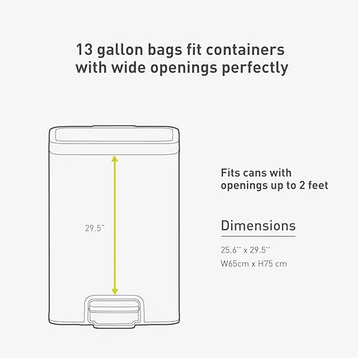 EKO Easy-Dispense Roll of 60 Count Extra-Strong Drawstring Kitchen Trash Bags - 13 Gallon Garbage Bags (40L-60L) 1 pack, Code F