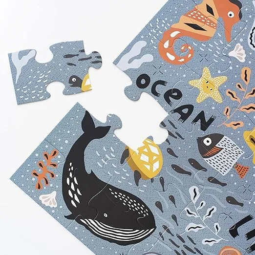 Wee Gallery Ocean Life Floor Puzzle, 24 Large Pieces, Durable Jumbo Jigsaw Floor Puzzles for Beginner, Toddlers, Preschool Kids, Learning Toy, Cognitive & Motor Development Activities, Brain Games