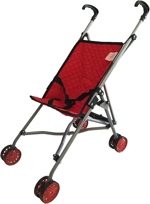 The New York Doll Collection First Dolls Stroller for Kids, Onepiece – Red Color For18” Folds for Storage - Great Gift for Toddlers