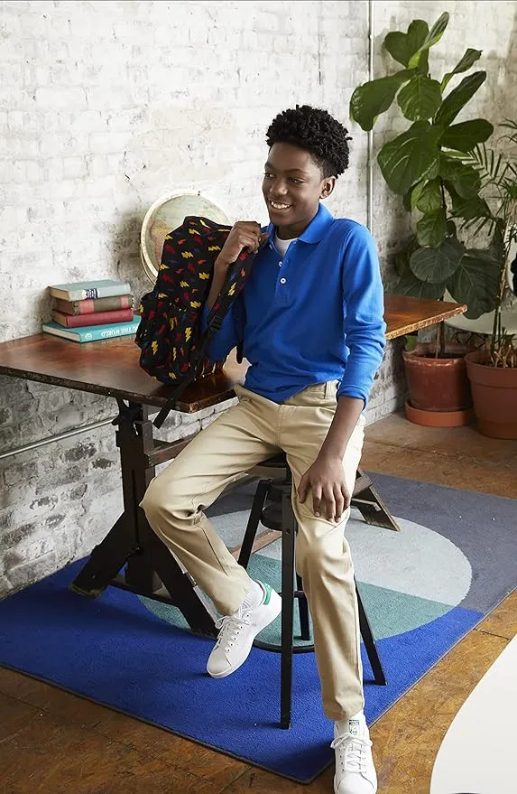 French Toast Boys' Adjustable Waist Straight Fit Stretch Twill Chino Pant