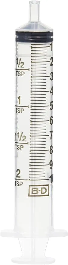BD Oral Syringes with Tip Cap, 10 ml, Clear, 100 Count