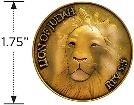 Lion of Judah, Man of God, Be Strong and Courageous, Antique Gold Plated, Challenge Coin, Joshua 1:10