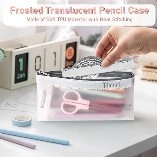 Clear Pencil Pouch-3 Pack, Clear Pencil Case, Clear Pencil Bag with Zipper for Kids, Clear Makeup Pouch, Kids Pencil Pouch for Office School Supplies Makeup Travel Accessories