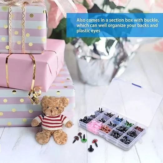 MENKEY Plastic Safety Eyes and Noses with Washers 570 Pcs, Craft Doll Teddy Bear Nose for Amigurumi, Crafts, Crochet Toy Stuffed Animals (Assorted Sizes)