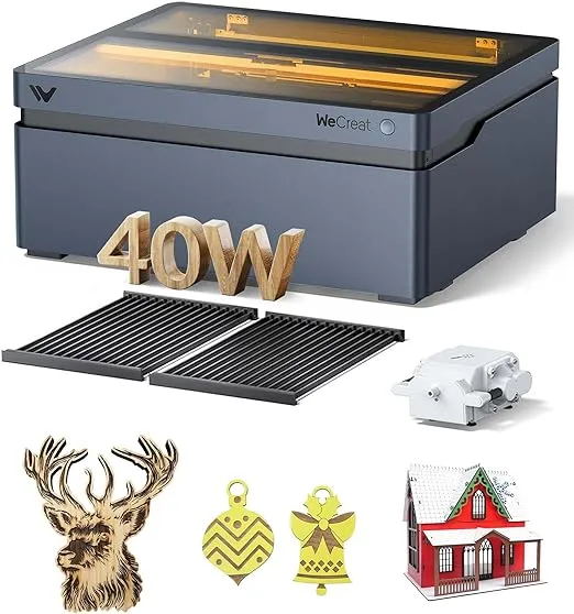 Vision 40W Enclosed Laser Cutter and Engraver Machine with HD Smart Camera, Air Assist, Laser Bed, 600mm/s Batch Process Speed, Diode Desktop Laser Cutter for Wood, Acrylic, Metal, Leather
