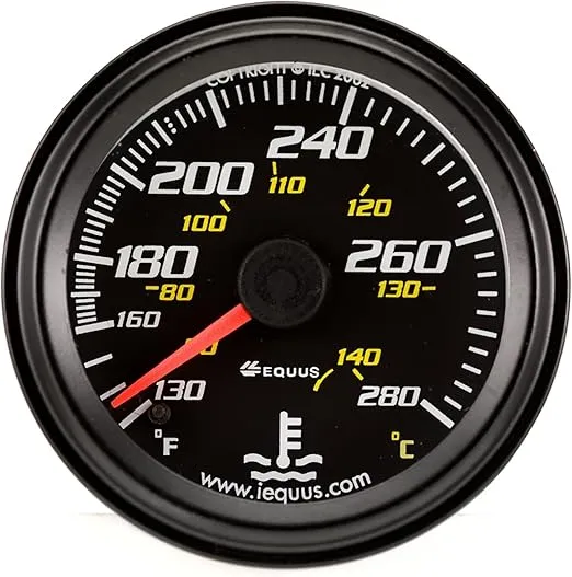 Equus 6242 2" Mechanical Water Temperature Gauge, Black