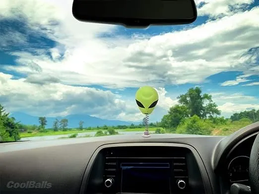 Green UFO Alien Car Antenna Topper/Auto Mirror Dangler/Cool Dashboard Accessory
