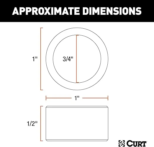 CURT 21101 Trailer Hitch Ball Hole Reducer Bushing, Reduces 1-Inch Diameter to 3/4-Inch Stem, YELLOW ZINC