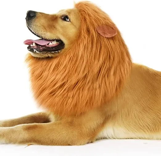 CPPSLEE Lion Mane for Dog Costumes, Dog Lion Mane, Realistic Lion Wig for Medium to Large Sized Dogs, Large Dog Halloween Costumes, Lion Mane for Dog, Halloween Costumes for Dogs (Brown)