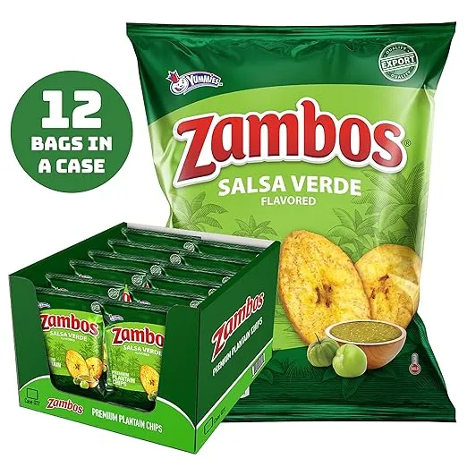 Zambos Plantain Chips Salsa Verde (Pack of 12)
