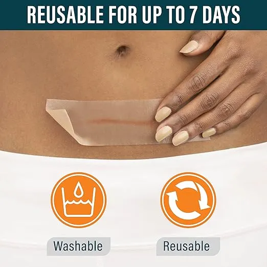 NUVADERMIS Clear Silicone Scar Tape for Surgical Scars - 120" x 1.5" Roll - Extra Long Scar Sheets for C-Section, Tummy Tuck, Keloid, and Surgical Scars - Reusable Medical Grade Silicone Scar Tape