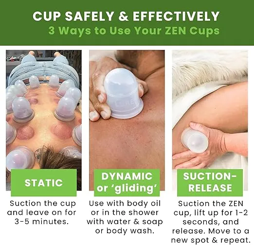 Silicone Cupping Therapy Set 6 Professional Massage Cupping Cups for Cupping Therapy Cup Kit for Massage, Myofascial Release, Cellulite Reduction