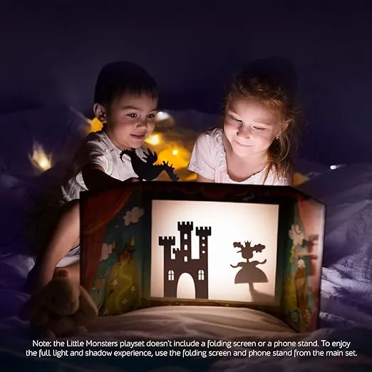 PAPATON Shadow Theater - Little Monsters Shadow Puppets for Kids - Storytelling Kits for Shadow Puppet Show, Family Games for Kids - Papaton Shadow Theater Creative Game + Downloadable App, 3-6 Years