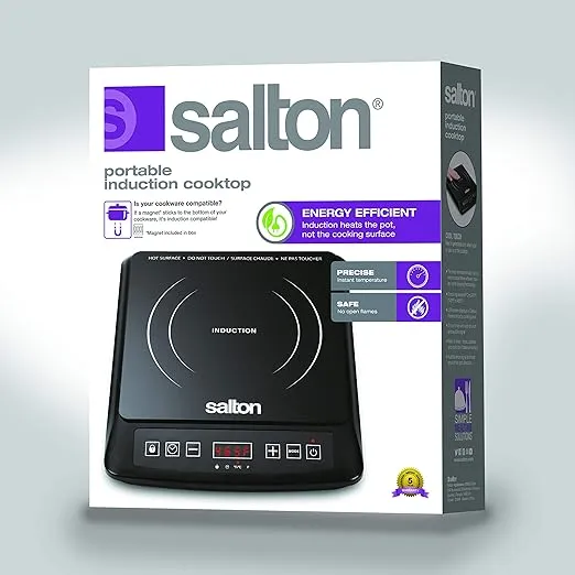 Salton Portable Induction 1500W Cooktop, black, single burner