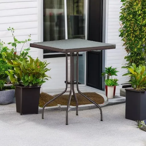 Flash Furniture Barker 23.5'' Square Tempered Glass Metal Table, Bronze