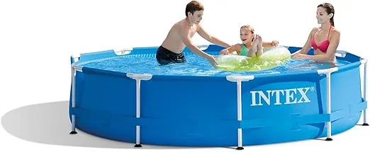 Intex 28200EH 10 Foot x 30 Inch 4 Person Outdoor Metal Frame Above Ground Round Swimming Pool with Easy Set-Up (Pump Not Included)