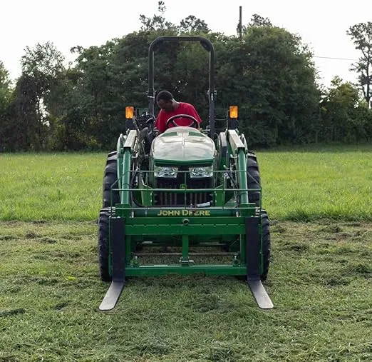 Titan Attachments Hook and Pin Pallet Fork Frame Attachment with 48in Fork Blades, Fits John Deere Tractors, Rated 6,000 LB